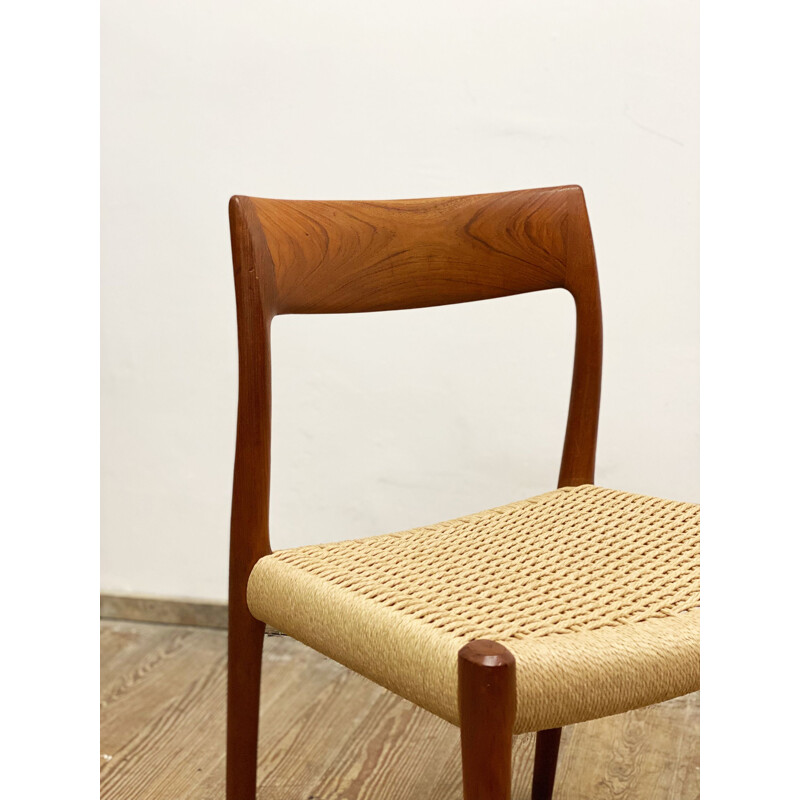 Danish vintage model 77 teak dining chair by Niels O. Møller for J.L. Moller, 1950s