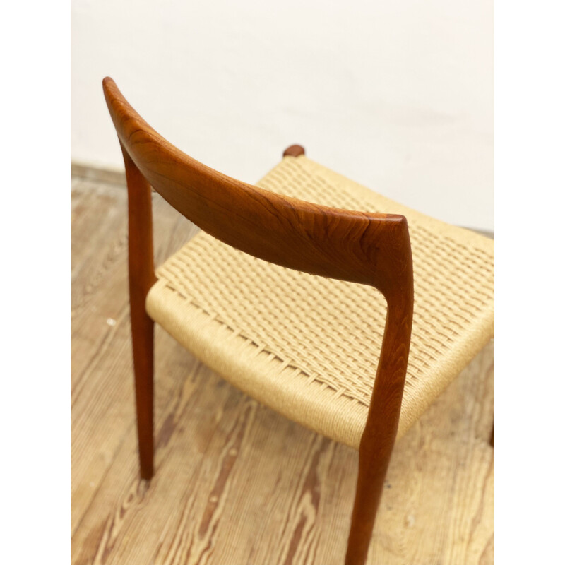 Danish vintage model 77 teak dining chair by Niels O. Møller for J.L. Moller, 1950s