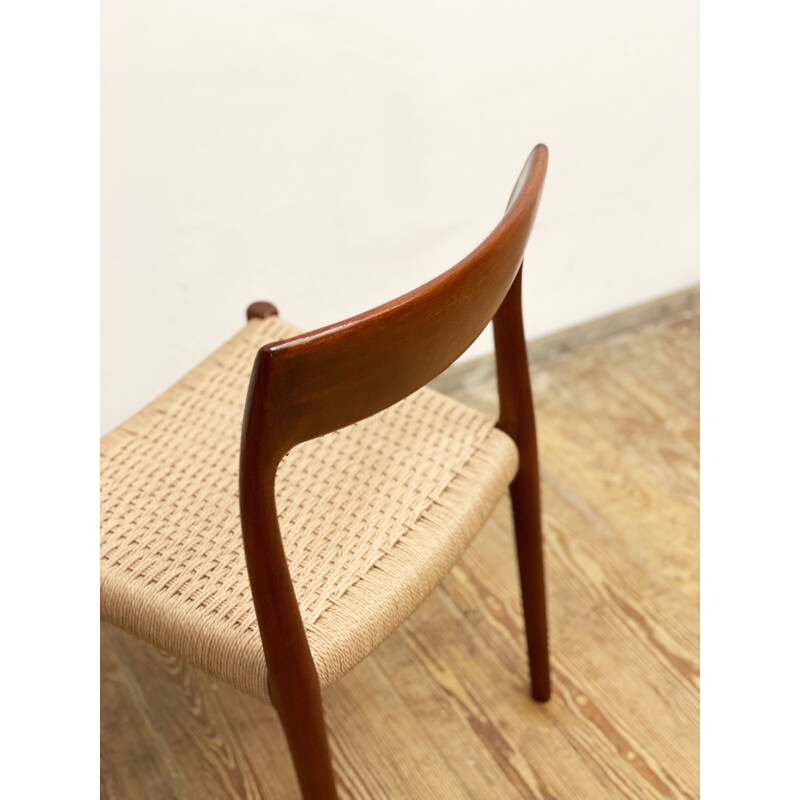 Model 77 mid century teak dining chair by Niels O. Møller for J.L. Moller, Denmark 1950s