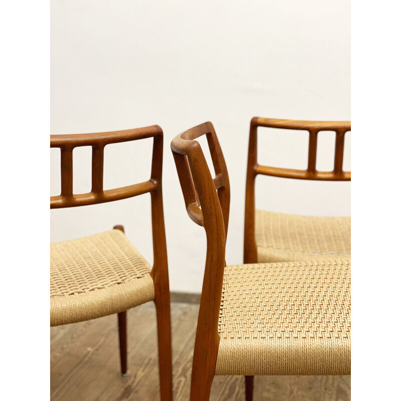 Set of 4 mid century teak model 79 dining chairs by Niels O. Møller for J.L. Moller, Denmark 1950s