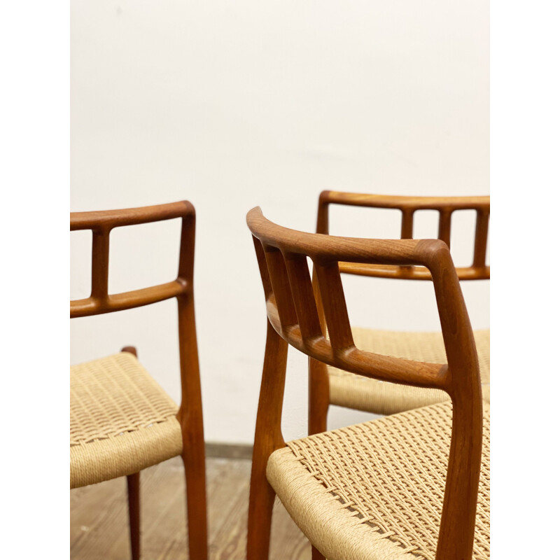 Set of 4 mid century teak model 79 dining chairs by Niels O. Møller for J.L. Moller, Denmark 1950s