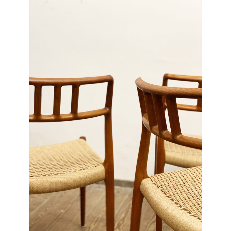 Set of 4 mid century teak model 79 dining chairs by Niels O. Møller for J.L. Moller, Denmark 1950s