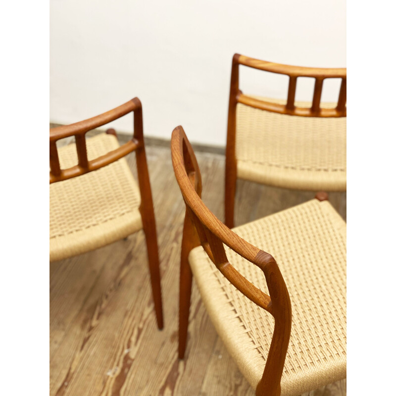 Set of 4 mid century teak model 79 dining chairs by Niels O. Møller for J.L. Moller, Denmark 1950s