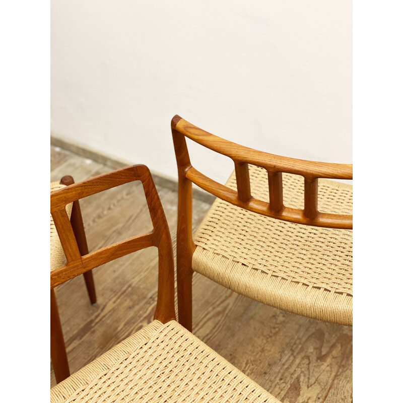 Set of 4 mid century teak model 79 dining chairs by Niels O. Møller for J.L. Moller, Denmark 1950s