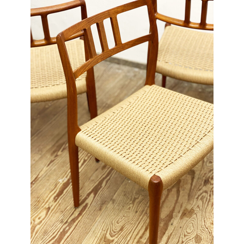 Set of 4 mid century teak model 79 dining chairs by Niels O. Møller for J.L. Moller, Denmark 1950s