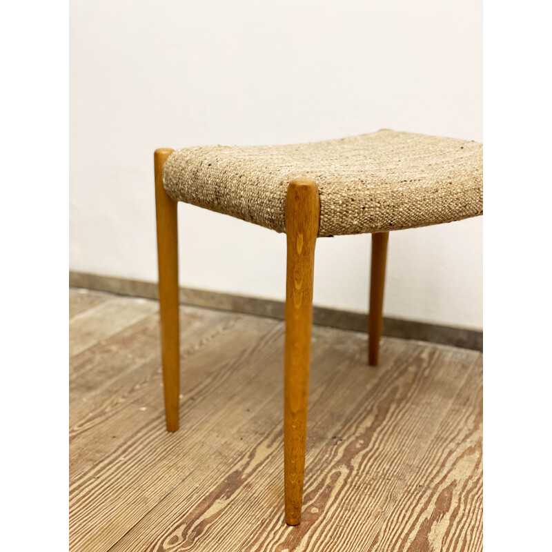 Vintage Danish mid century oakwood stool model 80A by Niels Otto Møller for J.L. Møllers, 1960s