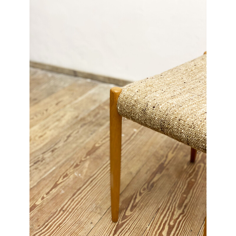 Vintage Danish mid century oakwood stool model 80A by Niels Otto Møller for J.L. Møllers, 1960s