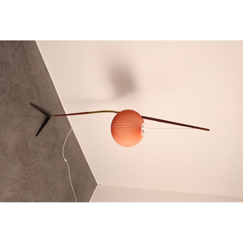 Vintage floor lamp "Fishing Pole" by Holm Sorensen, Denmark 1950s