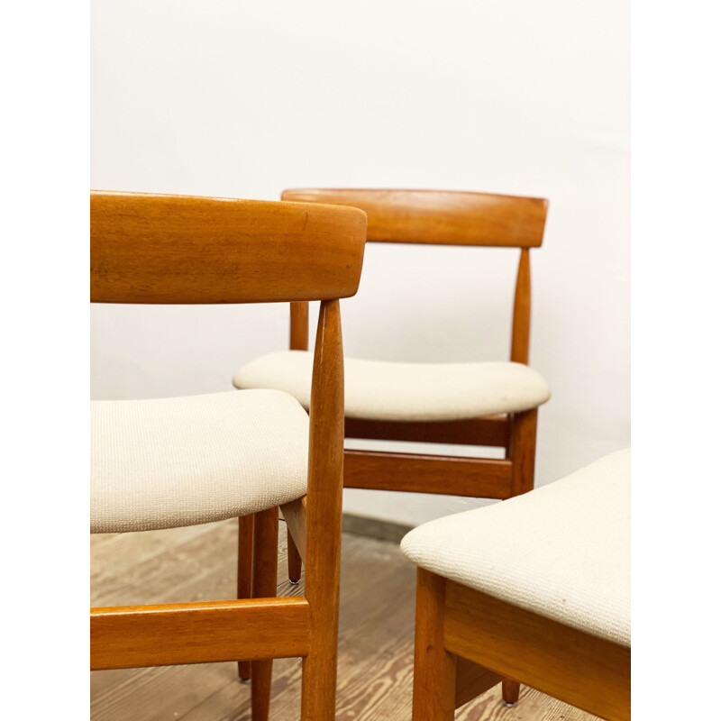 Set of 4 mid sentury teak and woolen upholstery dining chairs by Farö Stolefabrik, Denmark 1950s