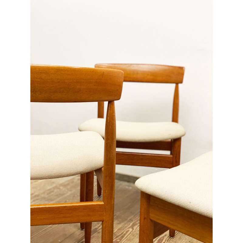 Conjunto de 4 cadeiras de teca vintage com estofos de lã da Farö Stolefabrik, Dinamarca 1950