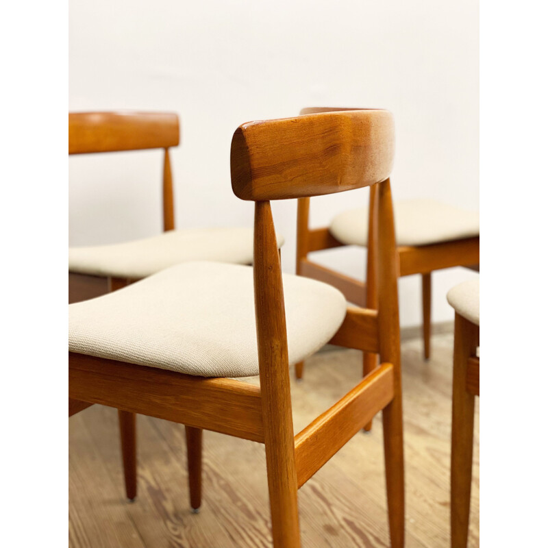 Set of 4 mid sentury teak and woolen upholstery dining chairs by Farö Stolefabrik, Denmark 1950s