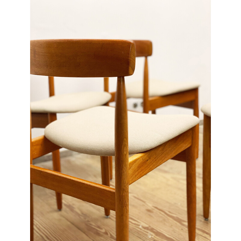 Set of 4 mid sentury teak and woolen upholstery dining chairs by Farö Stolefabrik, Denmark 1950s