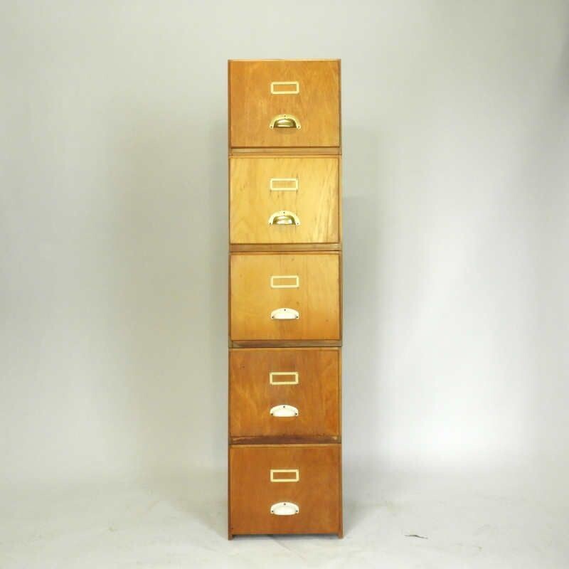 Set of 5 vintage archive bins