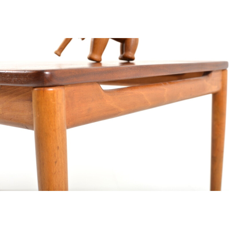 Table basse vintage en teck et hêtre , 1950