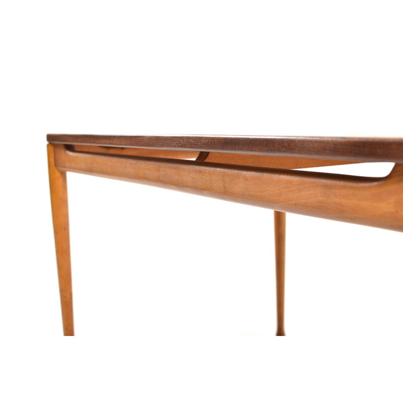 Table basse vintage en teck et hêtre , 1950