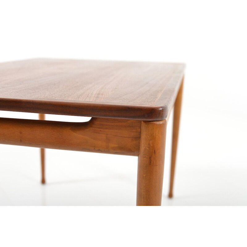 Table basse vintage en teck et hêtre , 1950