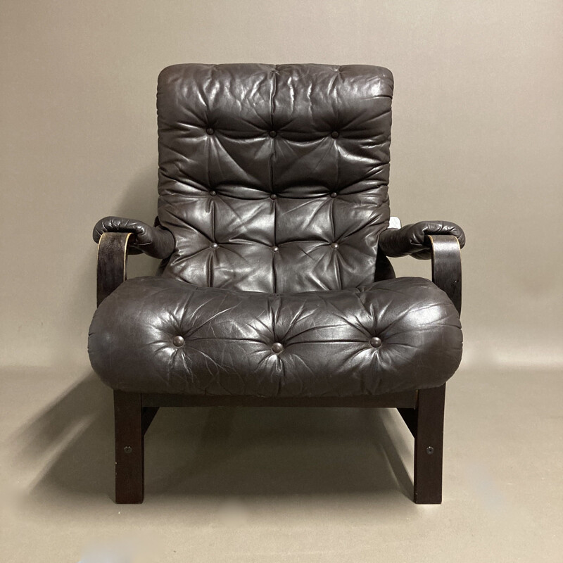 Scandinavian design vintage leather armchair, 1960s