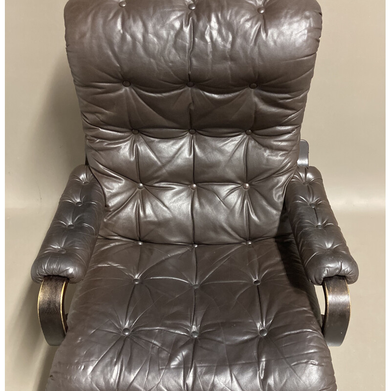 Scandinavian design vintage leather armchair, 1960s