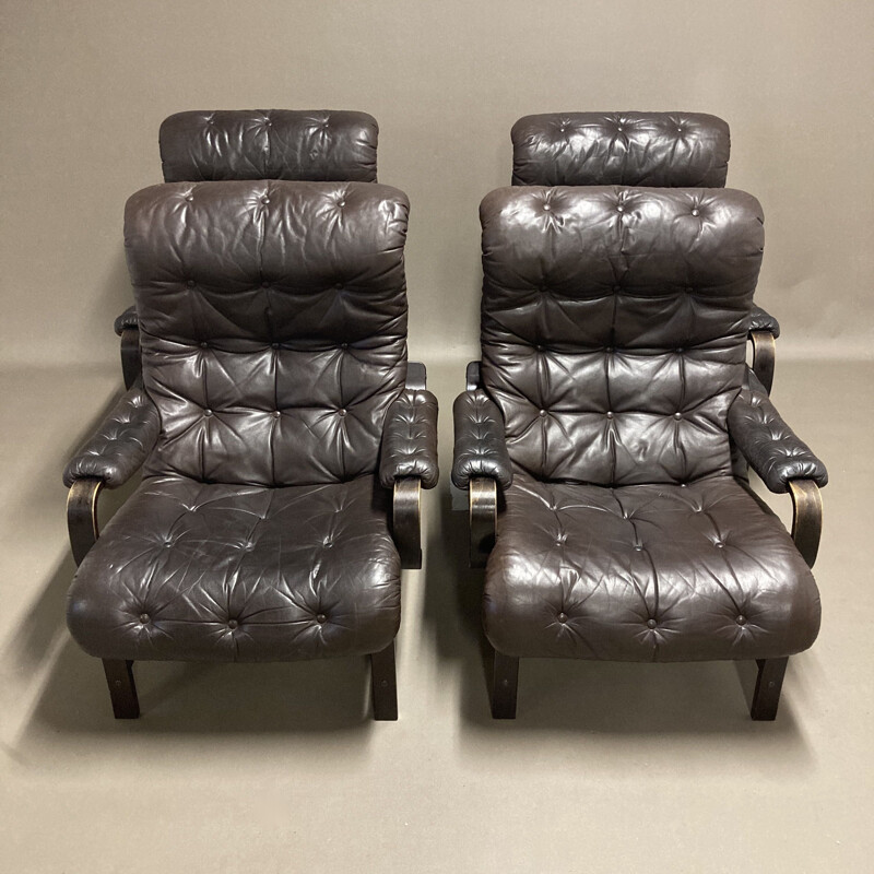 Scandinavian design vintage leather armchair, 1960s