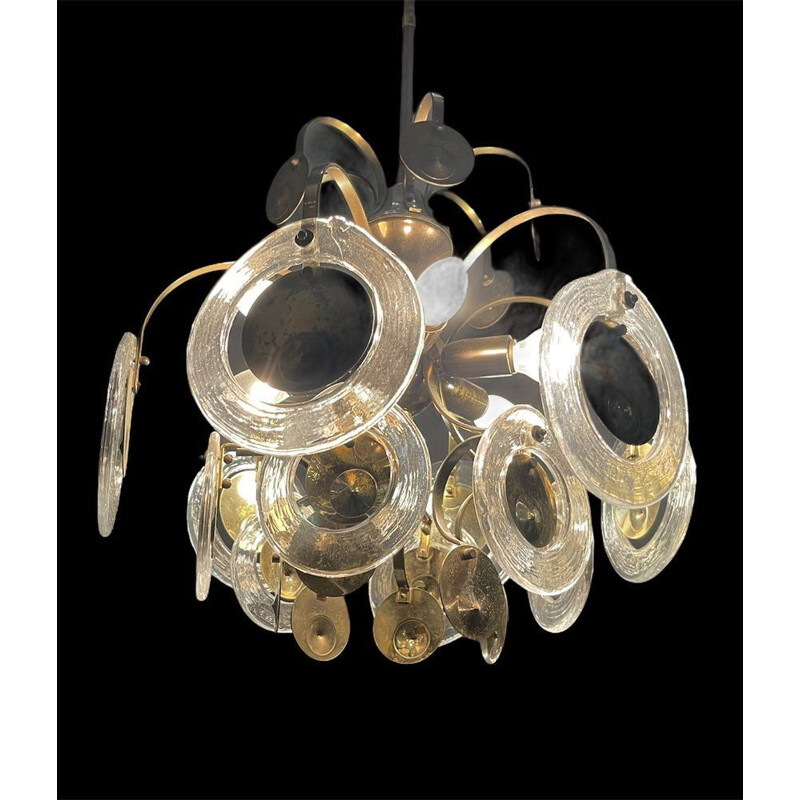 Vintage Murano glass disc chandelier, 1970