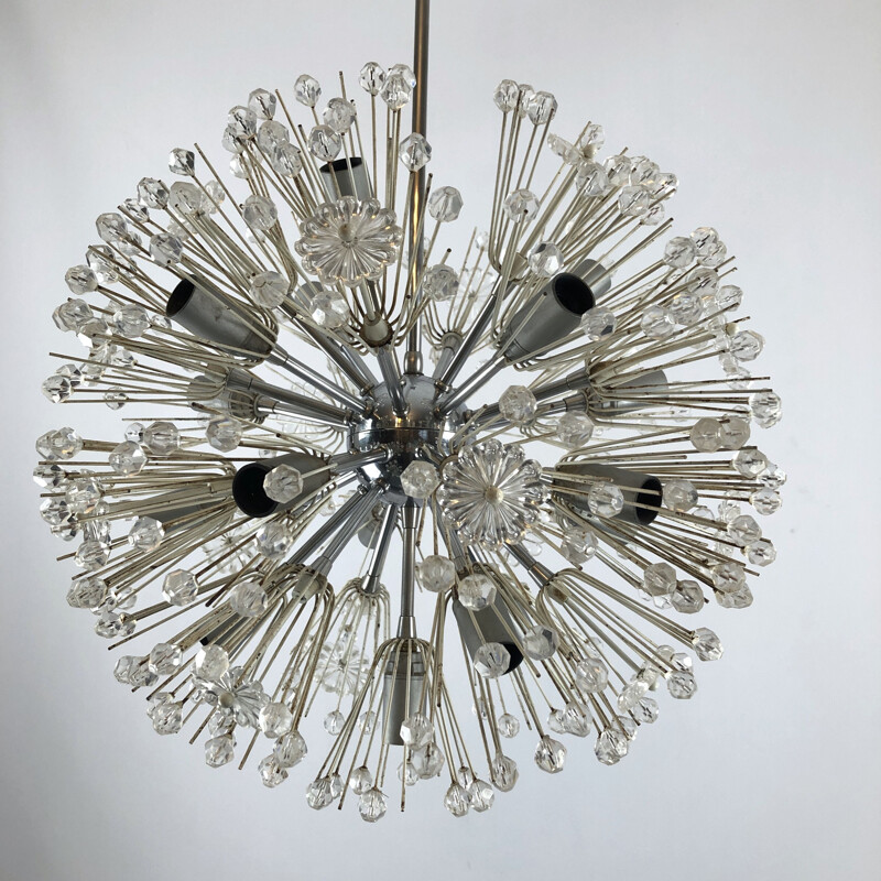 Vintage chrome and glass Sputnik chandelier by Emil Stejnar, 1970s