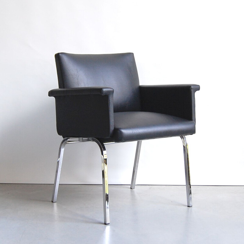 Vintage "Michigan" fauteuil in verchroomd staal van Guy Bernard voor Meurop, 1960