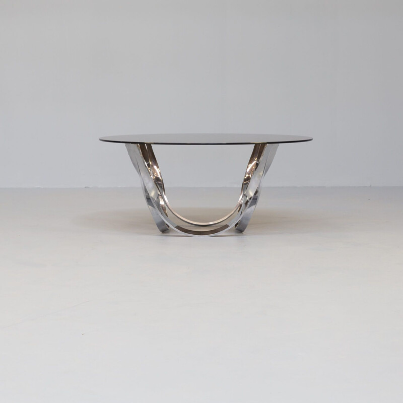 Mesa de centro vintage de latón y cristal de Roger Sprunger para Dunbar Furniture, 1970