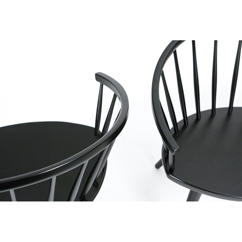 Paire de fauteuils "Arka" Stolfabrik AB en hêtre noir, Yngve EKSTROM - 1950