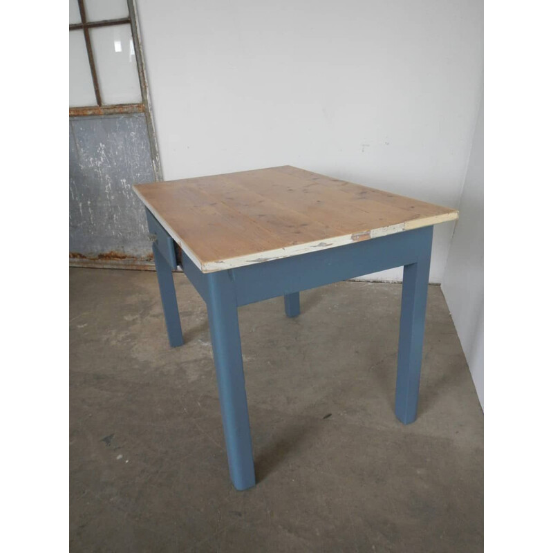 Mid century wood blue table with drawer