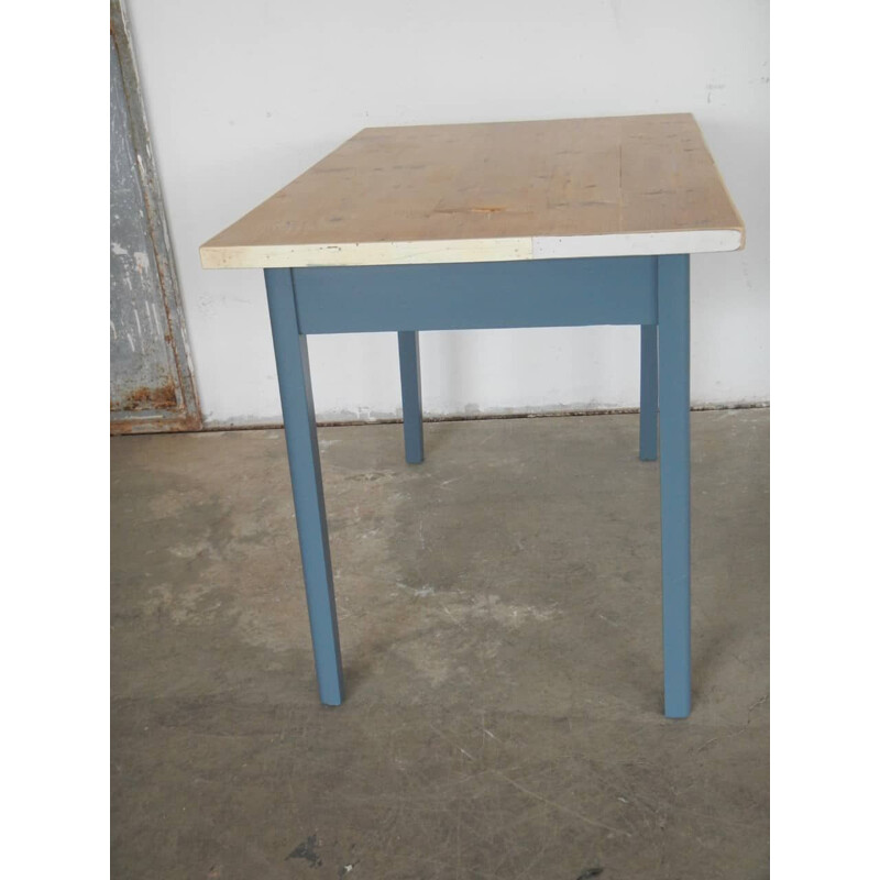 Mid century wood blue table with drawer