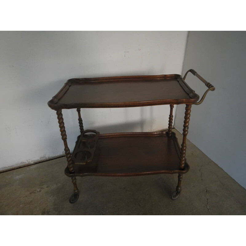 Vintage walnut trolley with bottle holder