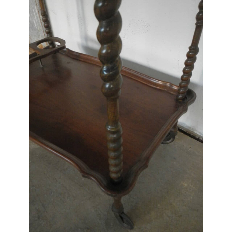 Vintage walnut trolley with bottle holder