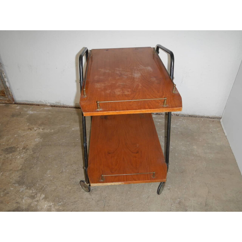 Vintage teakhouten trolley