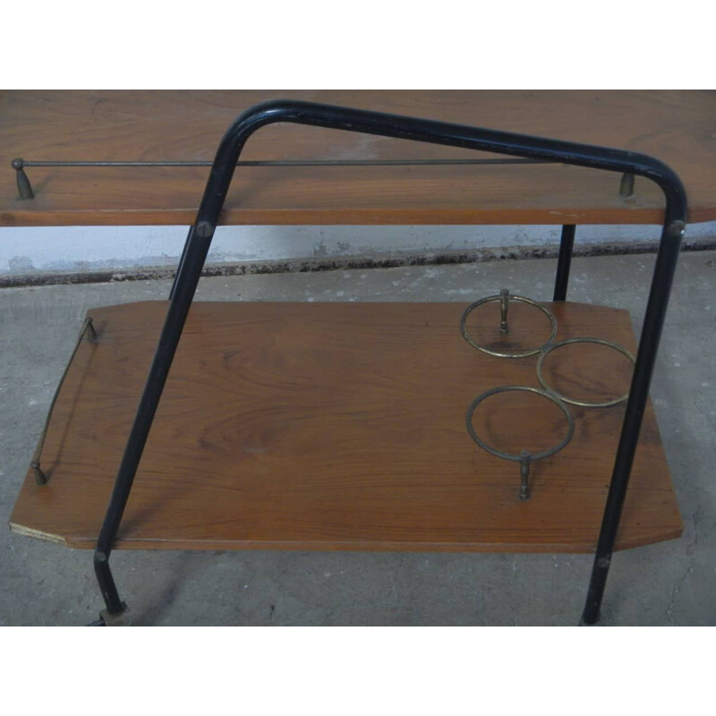 Vintage teakhouten trolley