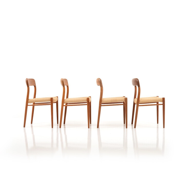 Set of 4 J.L. Møllers Møbelfabrik "no.75" dining chairs, Niels O. MOLLER - 1960s