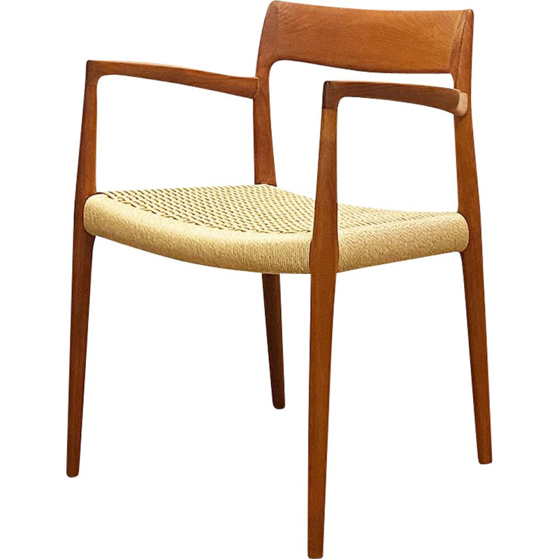 Mid century model 57 teak dining armrest chair by Niels O. Møller for J.L. Moller, Denmark 1950s