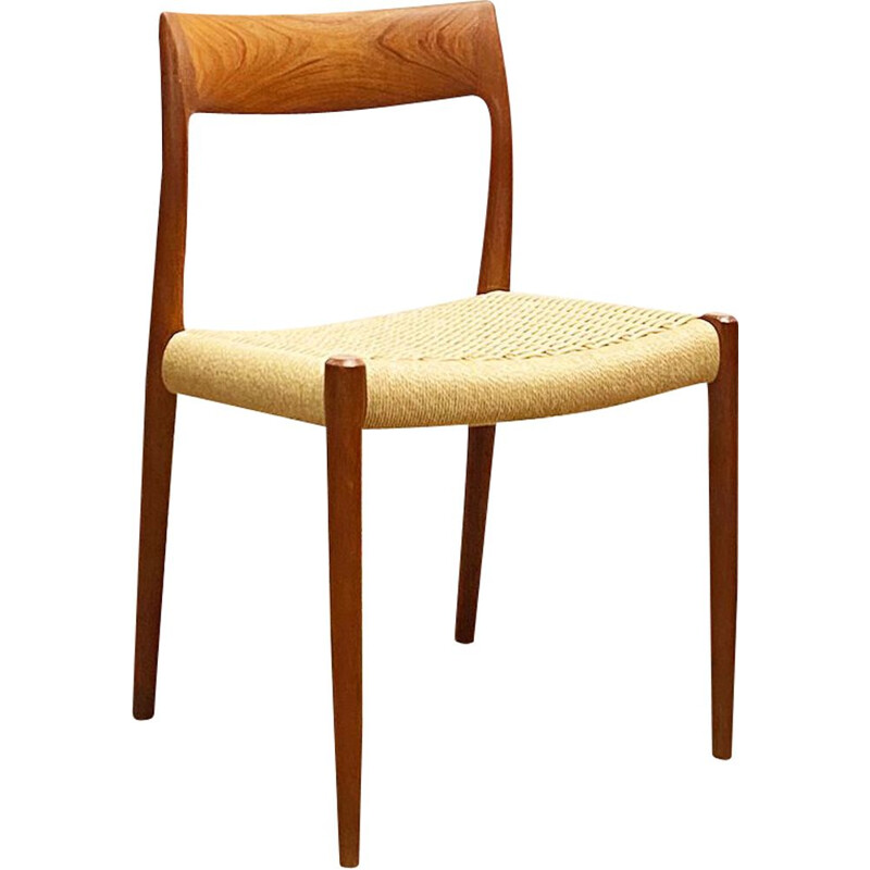 Danish vintage model 77 teak dining chair by Niels O. Møller for J.L. Moller, 1950s