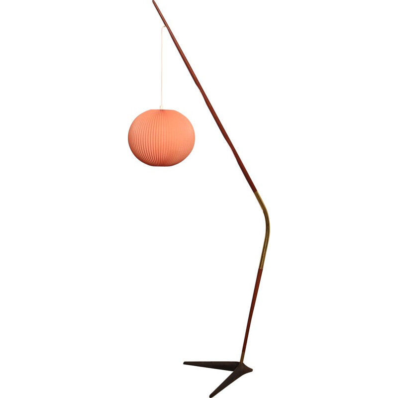 Vintage floor lamp "Fishing Pole" by Holm Sorensen, Denmark 1950s