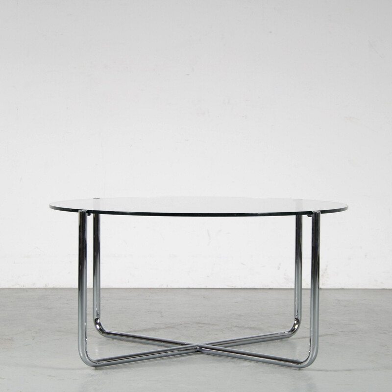 Vintage GT 417 glass coffee table by Gebroeders van der Stroom for Gispen, Netherlands 1980