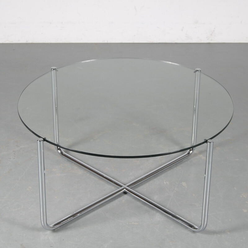 Vintage GT 417 glass coffee table by Gebroeders van der Stroom for Gispen, Netherlands 1980