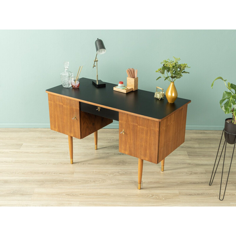 Vintage walnut and formica desk, Germany 1950