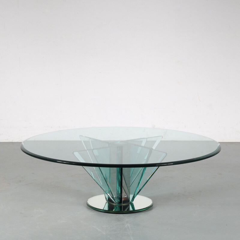 Mesa de centro vintage de cristal Nilo de Pietro Chiesa para Fontana Arte, Italia 1970