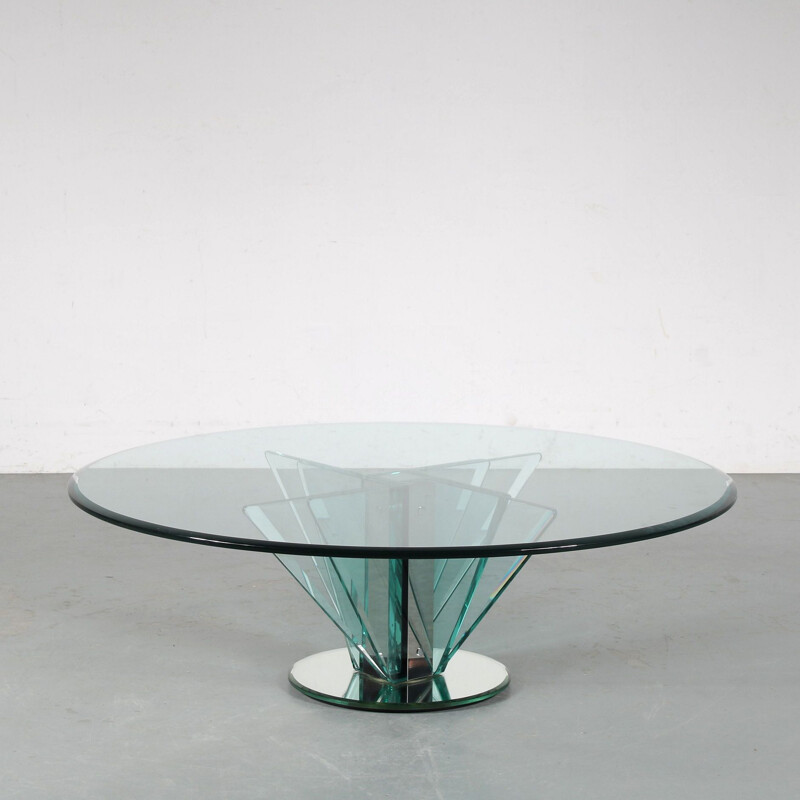 Tavolino in vetro vintage Nile di Pietro Chiesa per Fontana Arte, Italia 1970