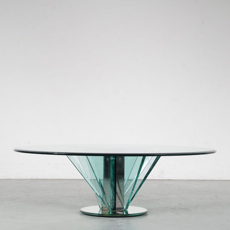 Vintage glass coffee table Nile by Pietro Chiesa for Fontana Arte, Italy 1970