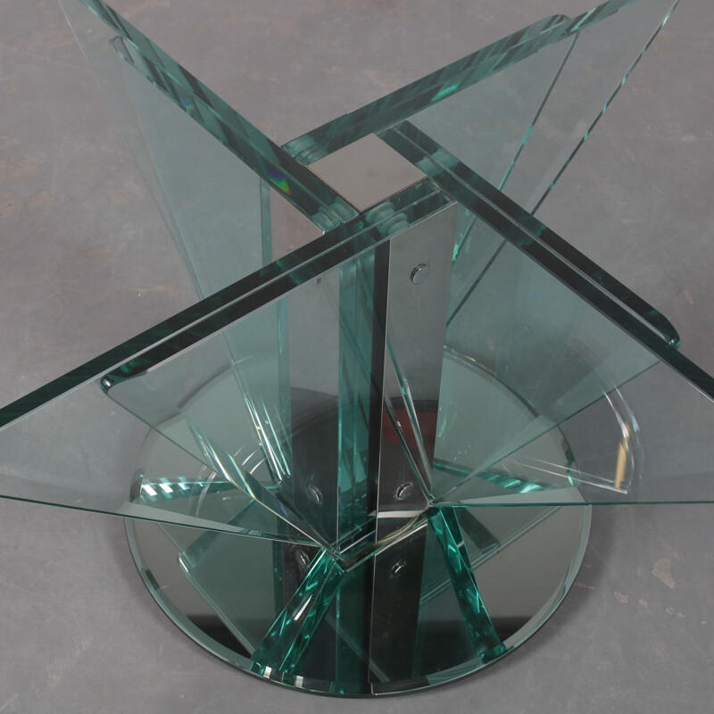 Mesa de centro vintage de cristal Nilo de Pietro Chiesa para Fontana Arte, Italia 1970