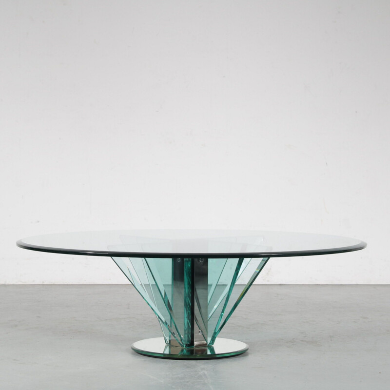 Vintage glass coffee table Nile by Pietro Chiesa for Fontana Arte, Italy 1970