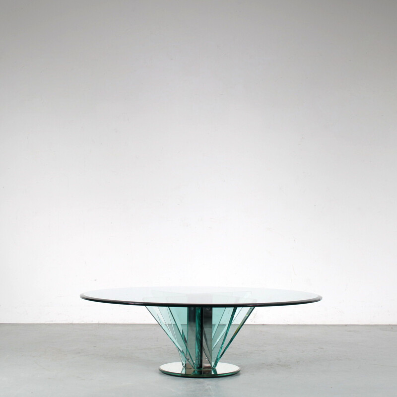 Mesa de centro vintage de cristal Nilo de Pietro Chiesa para Fontana Arte, Italia 1970