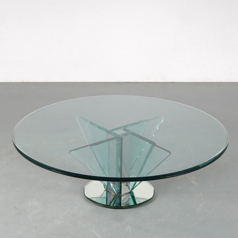 Mesa de centro vintage de cristal Nilo de Pietro Chiesa para Fontana Arte, Italia 1970