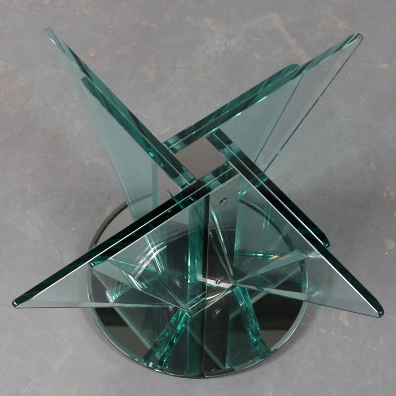 Mesa de centro vintage de cristal Nilo de Pietro Chiesa para Fontana Arte, Italia 1970