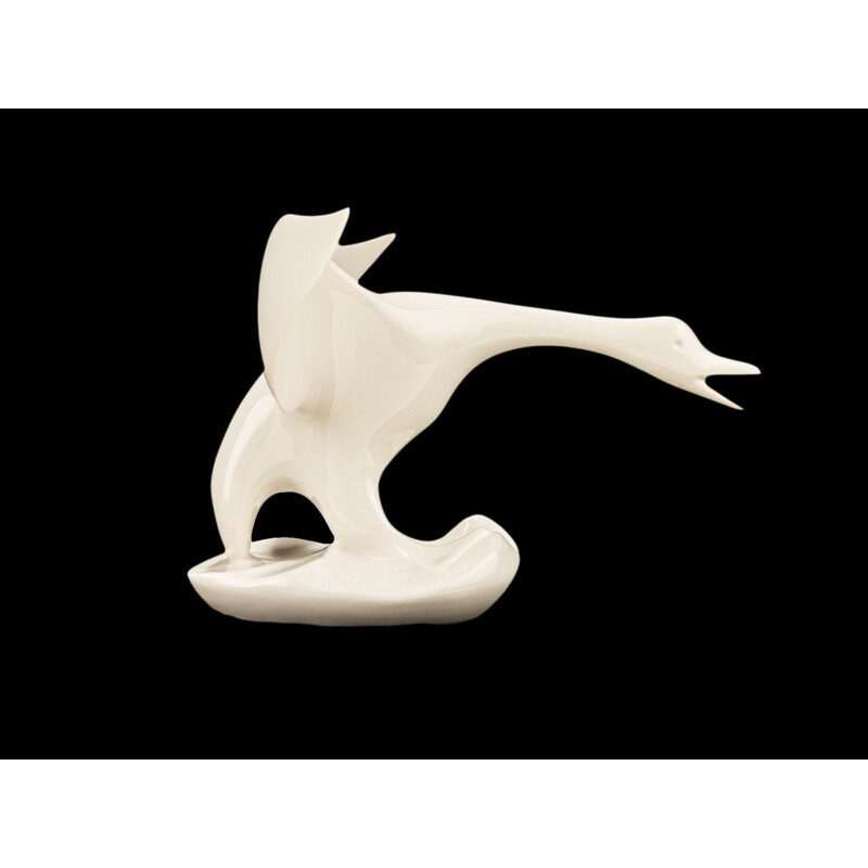 Vintage porcelain goose figure by Peter Müller for Sgrafo Modern, Germany 1950